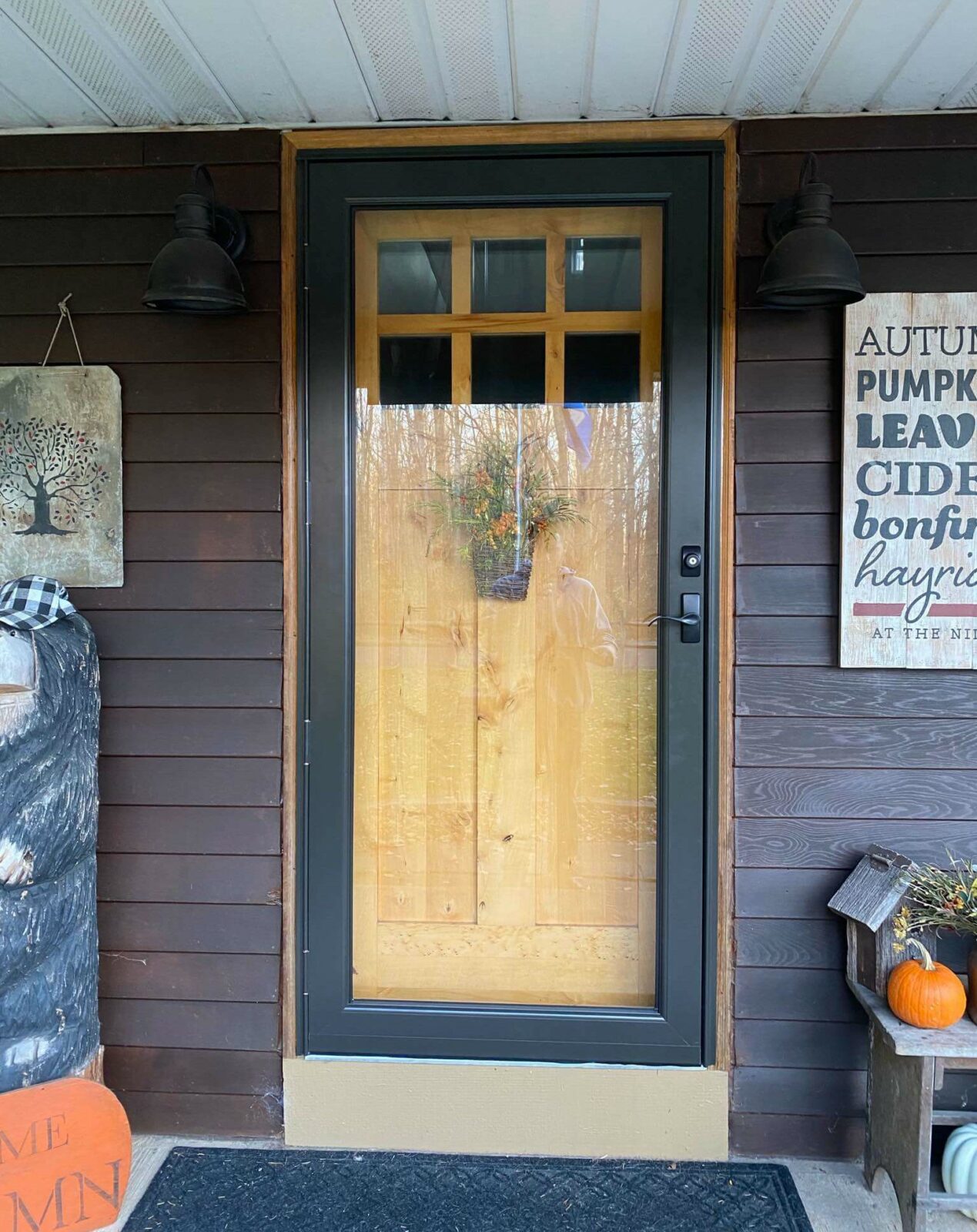 Storm Door In Rustic Bronze With Black Hardware