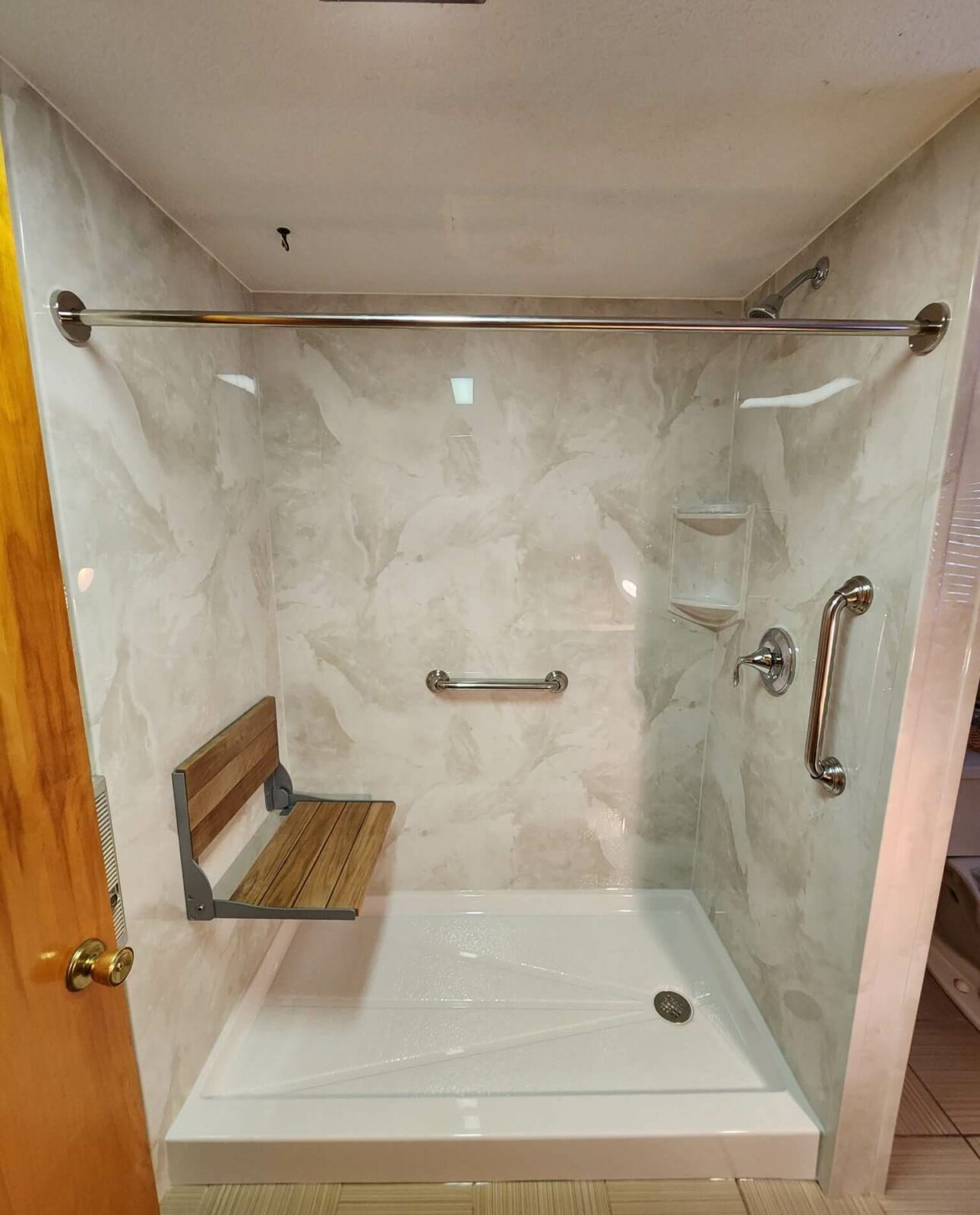 New Walk-In Shower With Chrome Fixtures