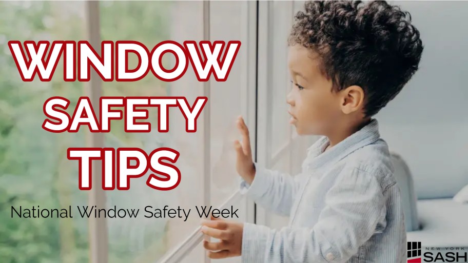 young child looking out window with text on screen