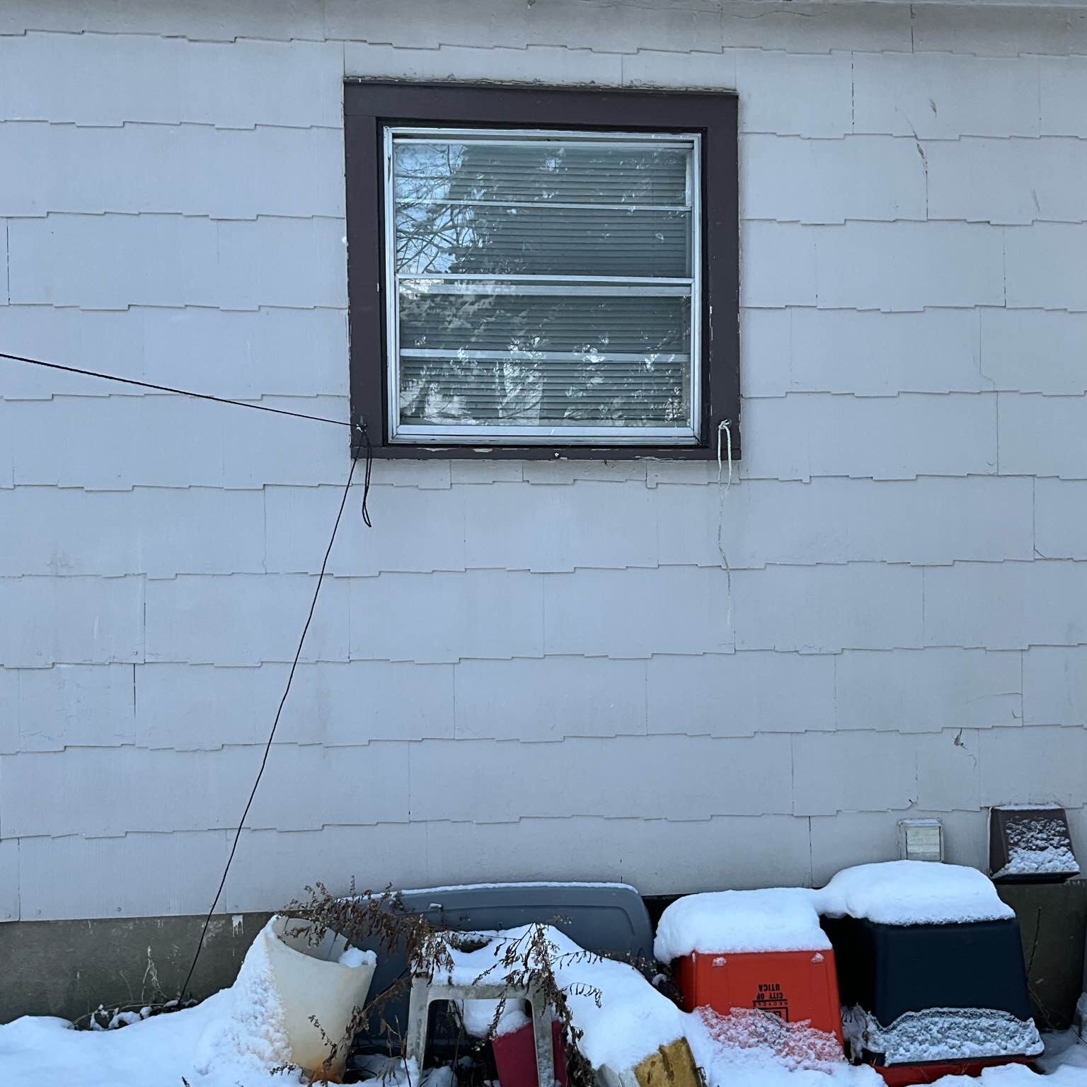 Hard to open and close, double hung window ready to be replaced!