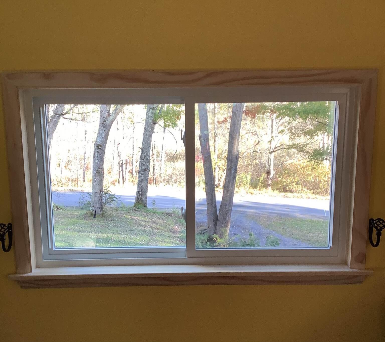 Interior view of new two-lite slider window.