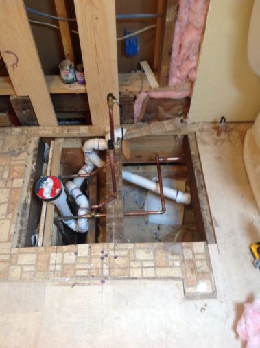 Bathrom under plumbing repair